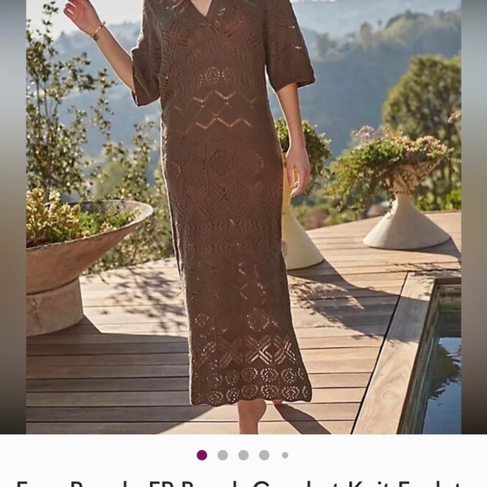 Free People Beach size medium brown crochet lightweight maxi dress